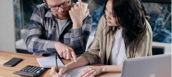 Couple reviewing their finances