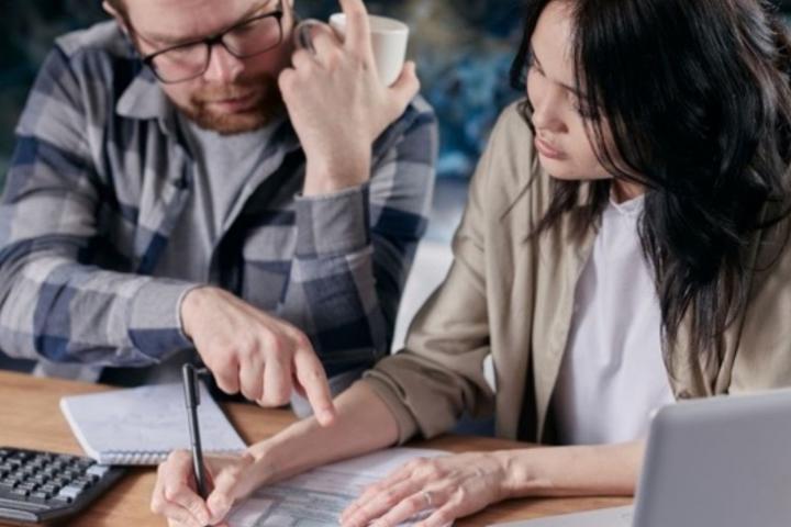 Couple reviewing their finances