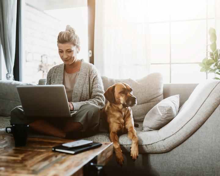 person and dog