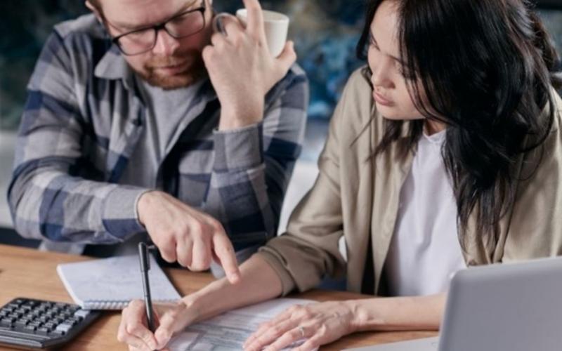 Couple reviewing their finances